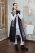 Buttoned Silver Metallic Black Mesh Silk Tunic Vest 1