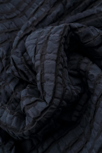 Buttoned Slate Blue Checkered Linen Cotton Jacket 5