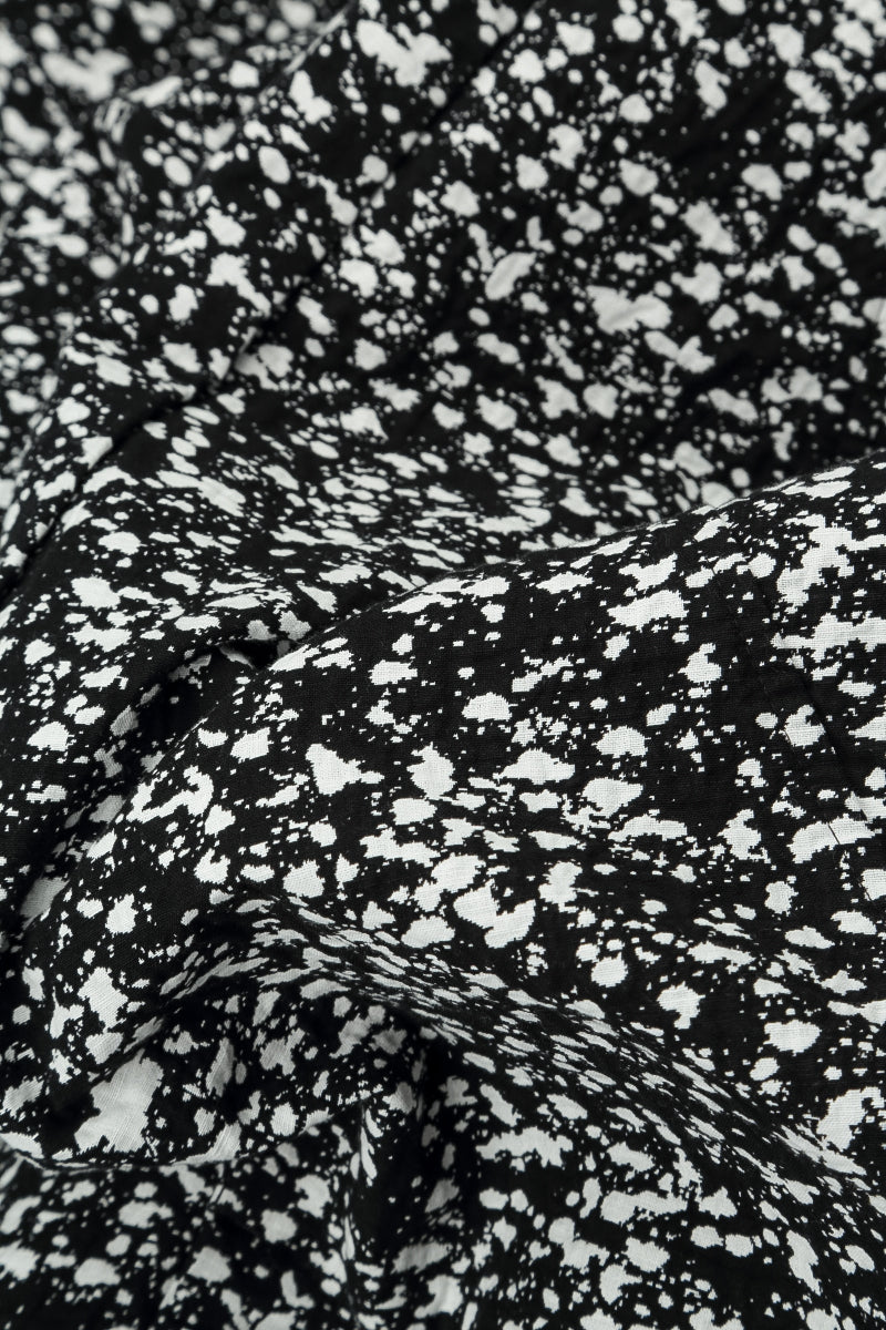 Buttoned Speckled Black White Cotton Trousers