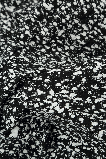 Buttoned Speckled Black White Cotton Trousers