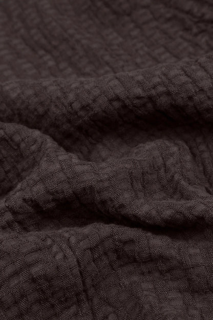 Buttoned Truffle Brown Textured Linen Jacket