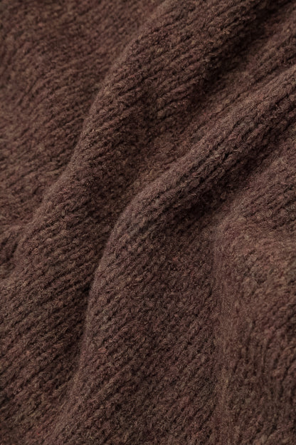 Buttoned V-Neck Brown Wool Cardigan 5