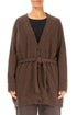 Buttoned V-Neck Brown Wool Cardigan 1