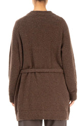 Buttoned V-Neck Brown Wool Cardigan 2