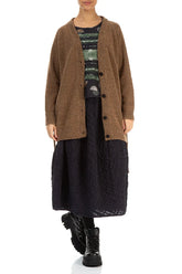 Buttoned V-Neck Caramel Wool Cardigan 5