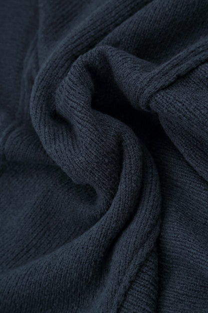 Buttoned V-Neck Dark Navy Wool Cardigan 5