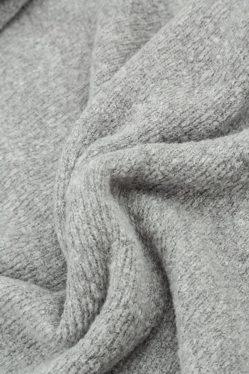 Buttoned V-Neck Light Grey Wool Cardigan 5