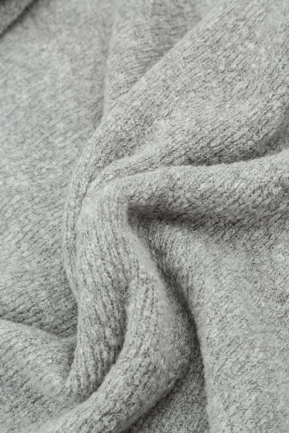 Buttoned V-Neck Light Grey Wool Cardigan 5