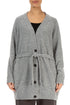 Buttoned V-Neck Light Grey Wool Cardigan 1