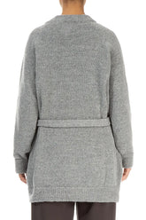 Buttoned V-Neck Light Grey Wool Cardigan 2