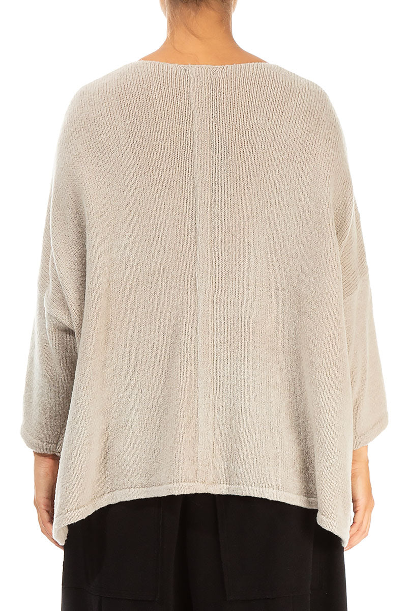 Buttoned Warm Taupe Wool Cardigan