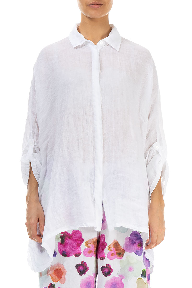 Buttoned White Gauze Linen Shirt