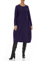 Buttons Front Ornamented Royal Purple Silk Cotton Dress 3