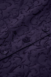 Buttons Front Ornamented Royal Purple Silk Cotton Dress 5