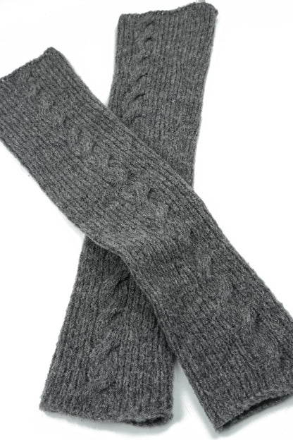 Cable Knit Grey Wool Leg Warmers
