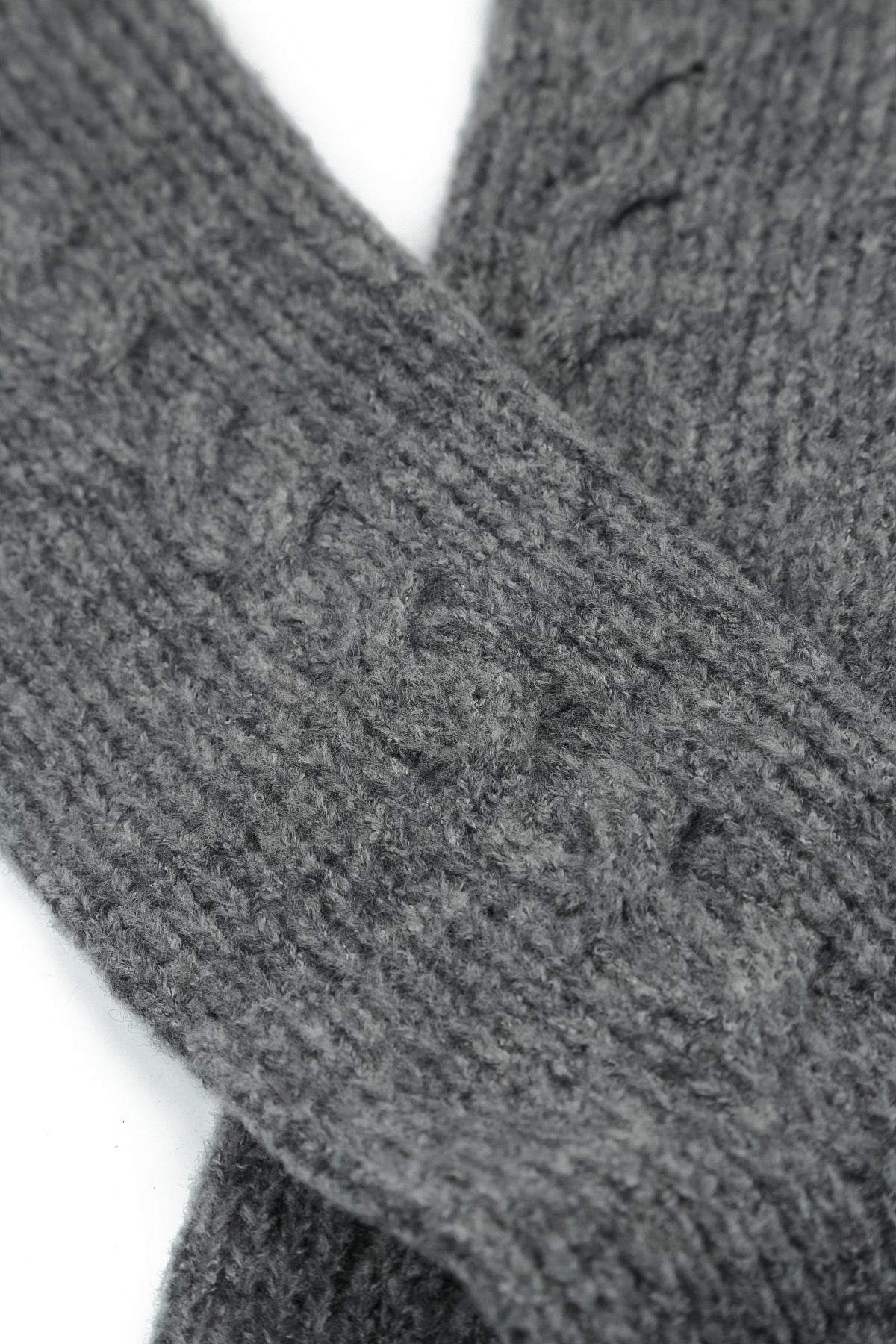 Cable Knit Grey Wool Leg Warmers