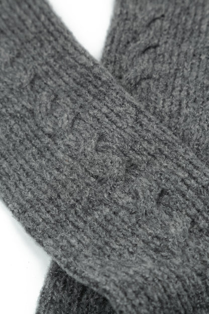Cable Knit Grey Wool Leg Warmers