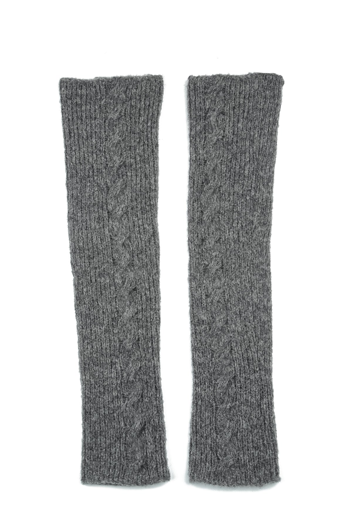 Cable Knit Grey Wool Leg Warmers