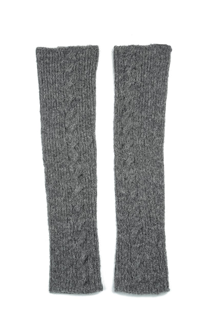 Cable Knit Grey Wool Leg Warmers