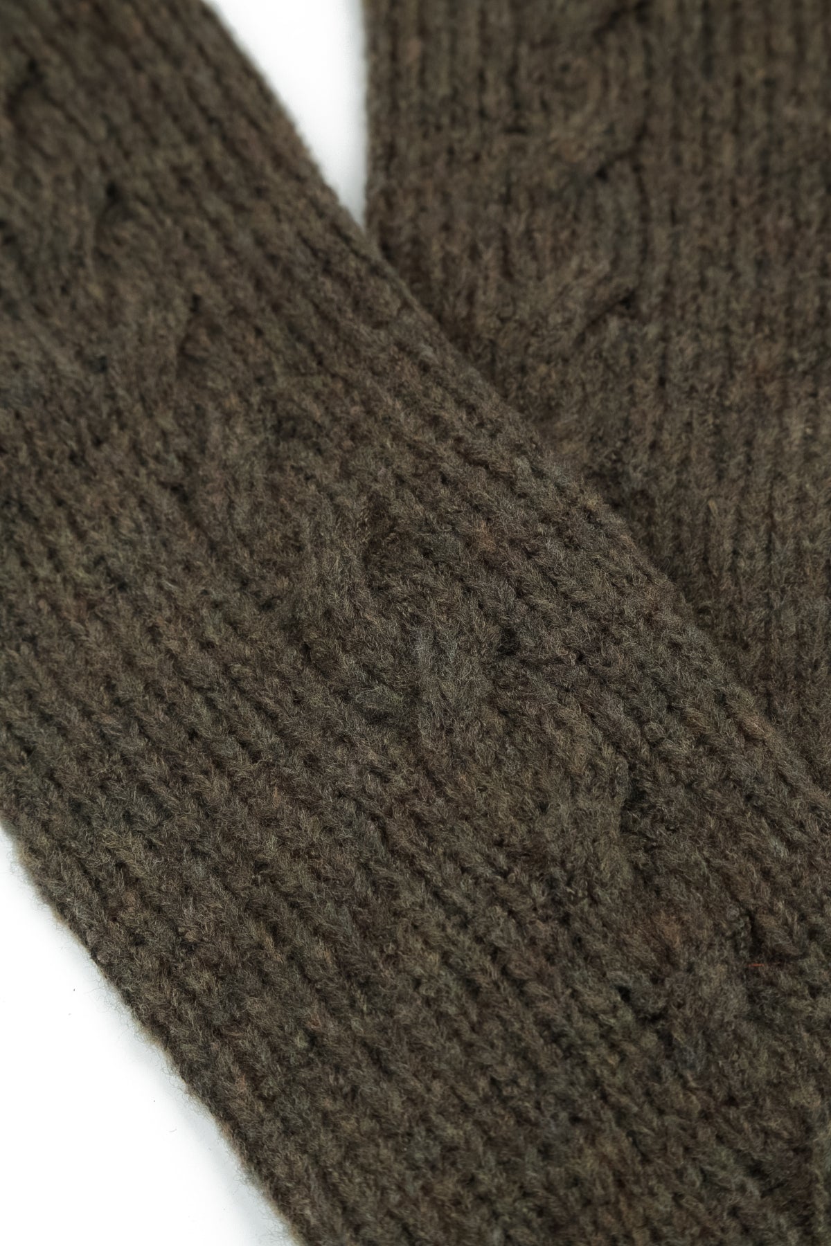Cable Knit Khaki Wool Leg Warmers