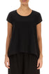 Cap Sleeves Black Silk Cotton Blouse 1