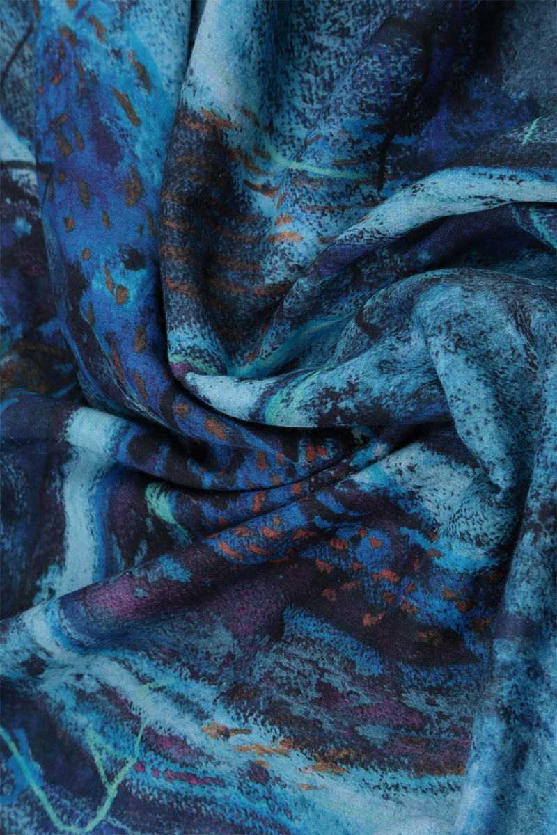 Cap Sleeves Blue Reverie Silk Cotton Blouse 6