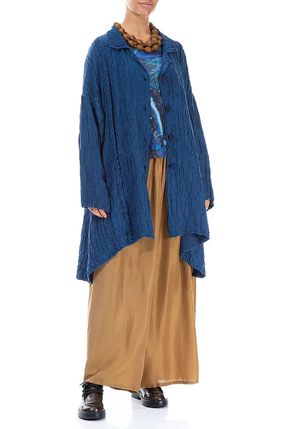 Cap Sleeves Blue Reverie Silk Cotton Blouse 5