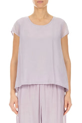 Cap Sleeves Lilac Silk Cotton Blouse 1