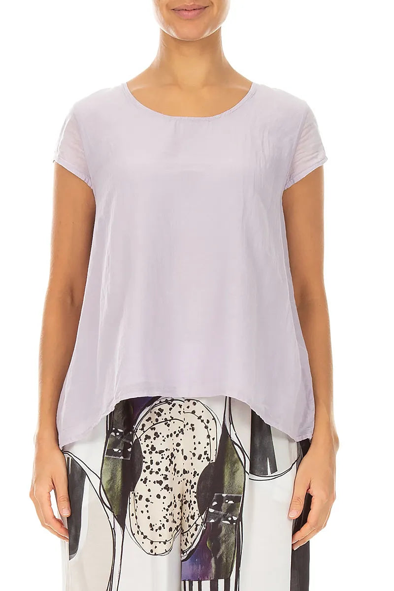 Cap Sleeves Lilac Silk Cotton Blouse 1