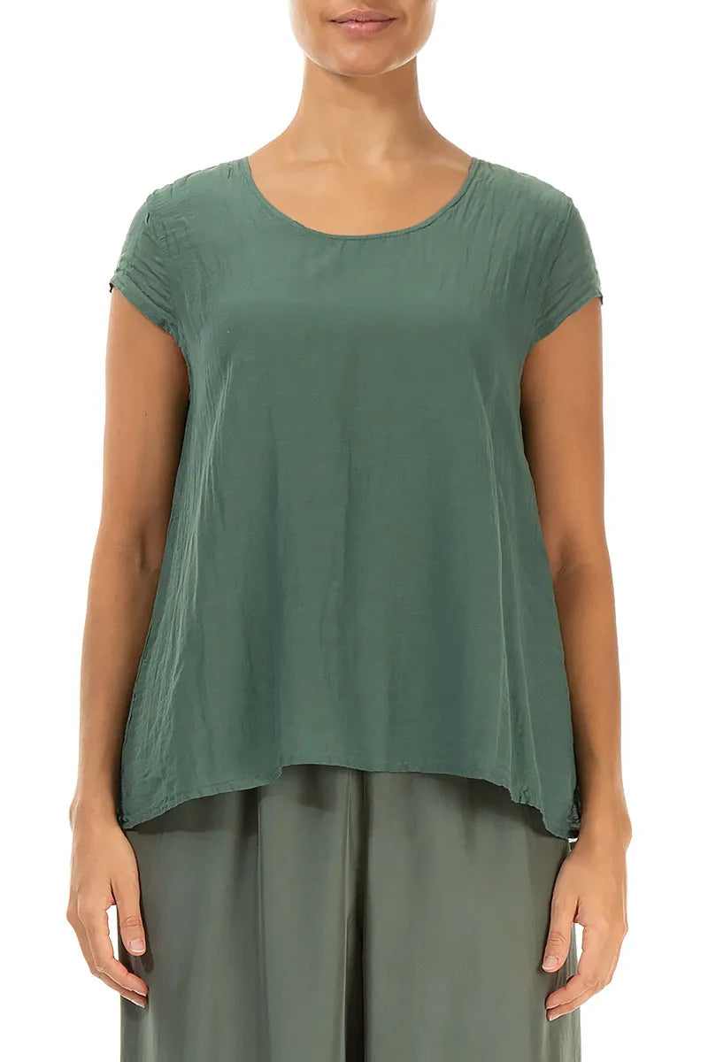 Cap Sleeves Sage Silk Cotton Blouse 1