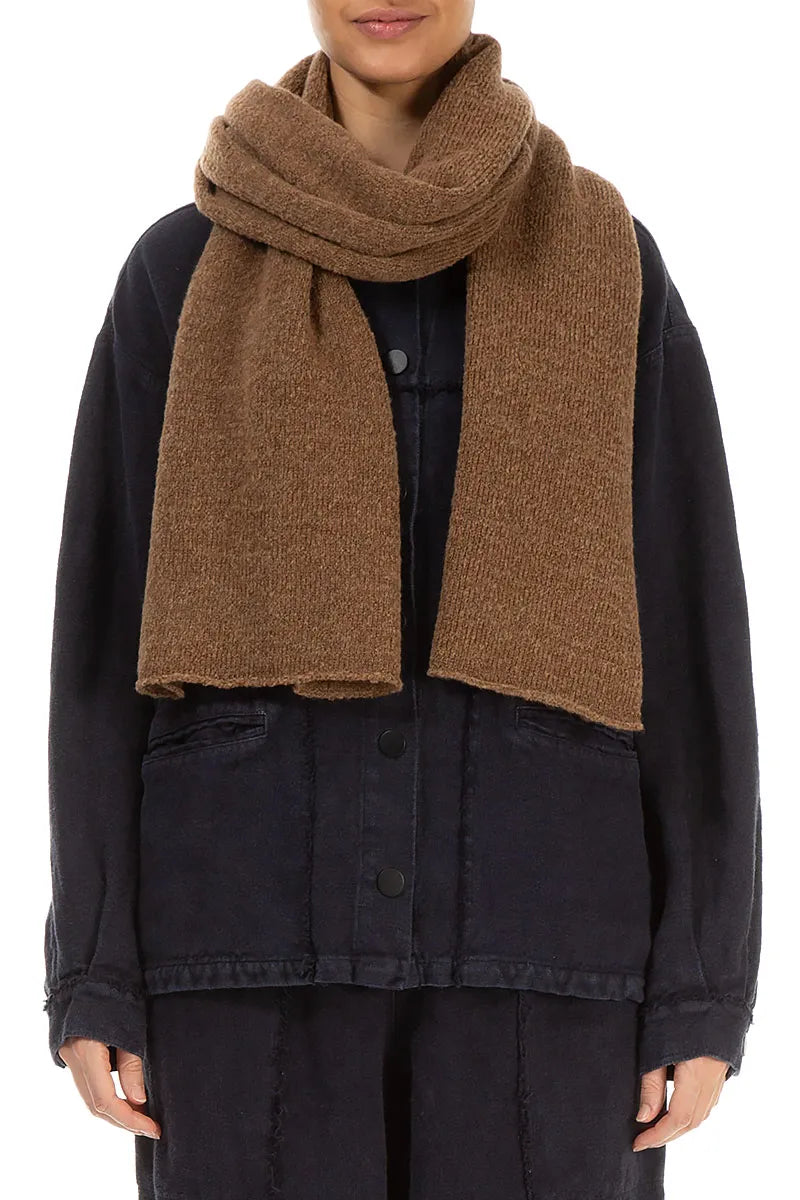 Caramel Knitted Wool Scarf 1