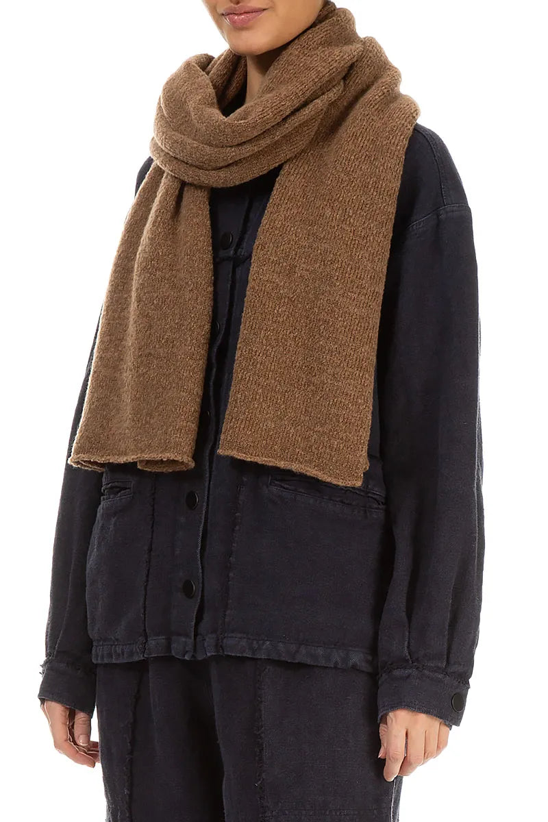 Caramel Knitted Wool Scarf 3