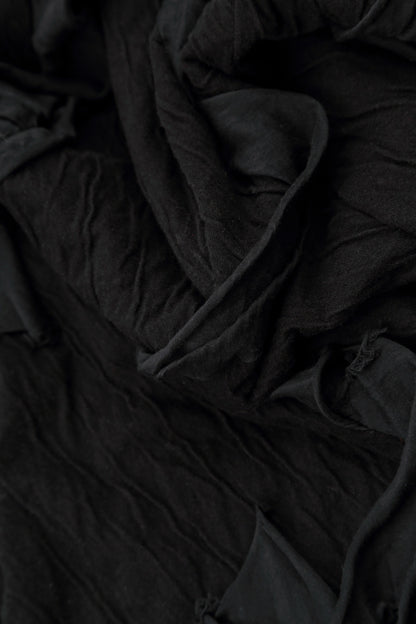 Cascading Waves Black Wavy Cotton Dress