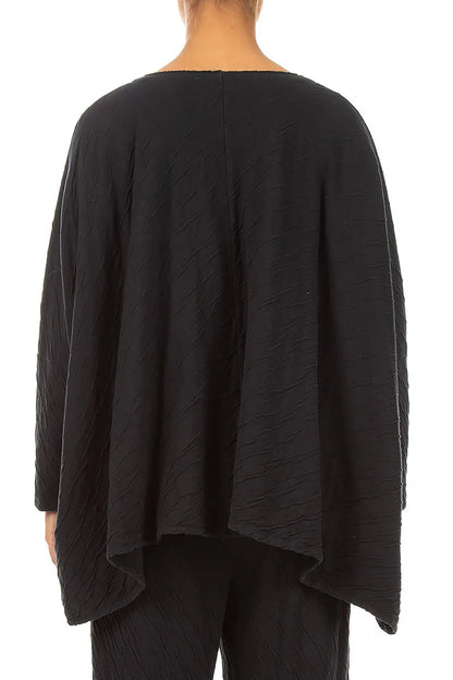 Cascading Waves Olive Grey Wavy Cotton Blouse