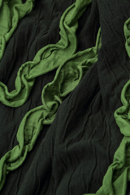Cascading Waves Shamrock Green Wavy Cotton Blouse