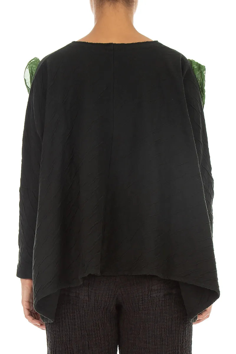 Cascading Waves Shamrock Green Wavy Cotton Blouse