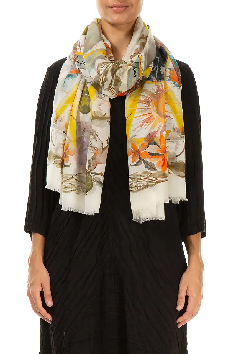 Celestial Bloom Cashmere Silk Scarf 1