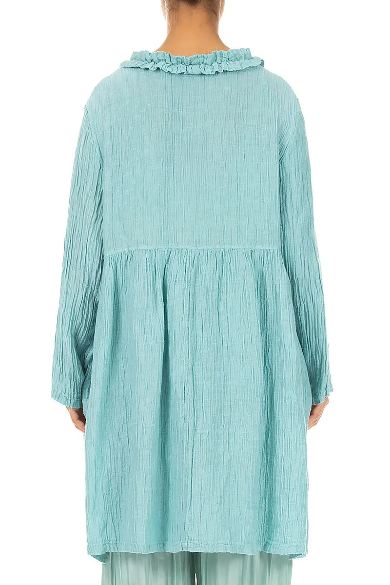 Zentrierter Rüschen-Crinkle-Seidenjacke in Minze