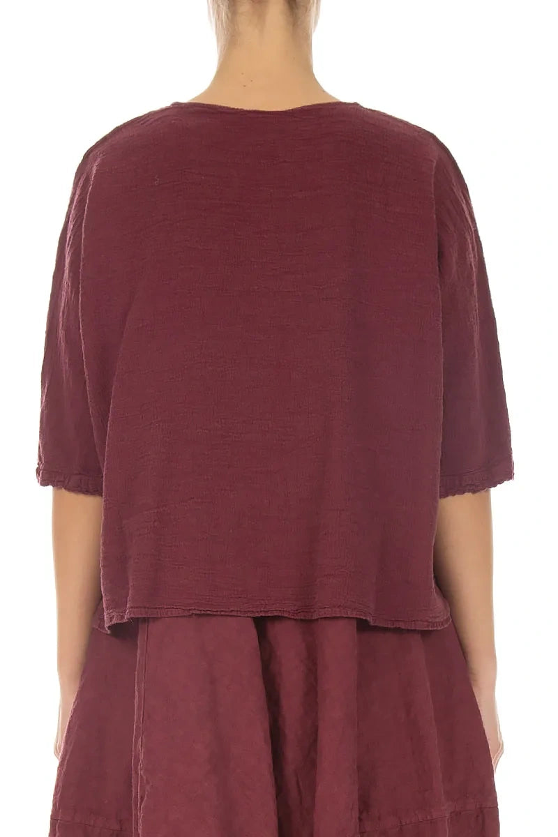 Centre Placket Antique Ruby Linen Viscose Jacket 2