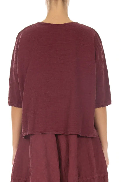 Centre Placket Antique Ruby Linen Viscose Jacket 2