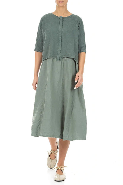 Centre Placket Sage Linen Viscose Jacket