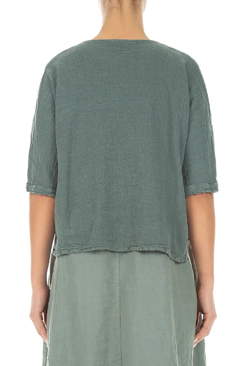 Centre Placket Sage Linen Viscose Jacket