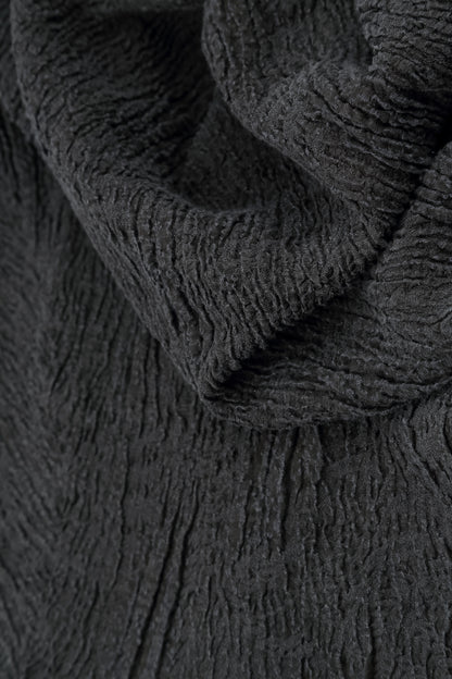 Charcoal Textured Silk Linen Pencil Skirt