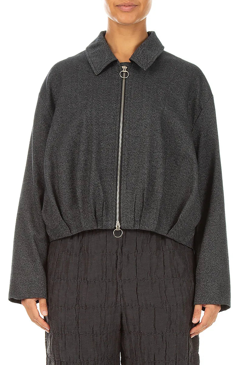 Charcoal Wool Bomber Jacket 2