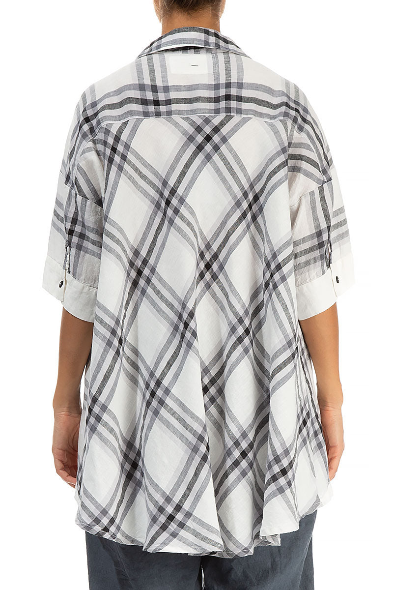 Checkered White & Grey Linen Linen Shirt