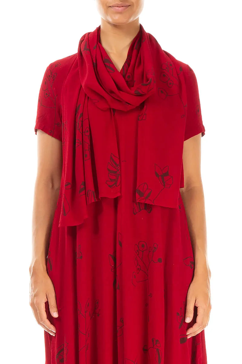 Cherry Red Botanica Viscose Scarf