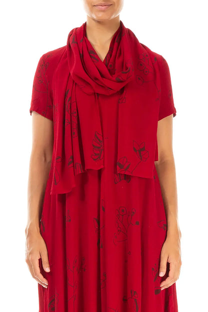 Cherry Red Botanica Viscose Scarf