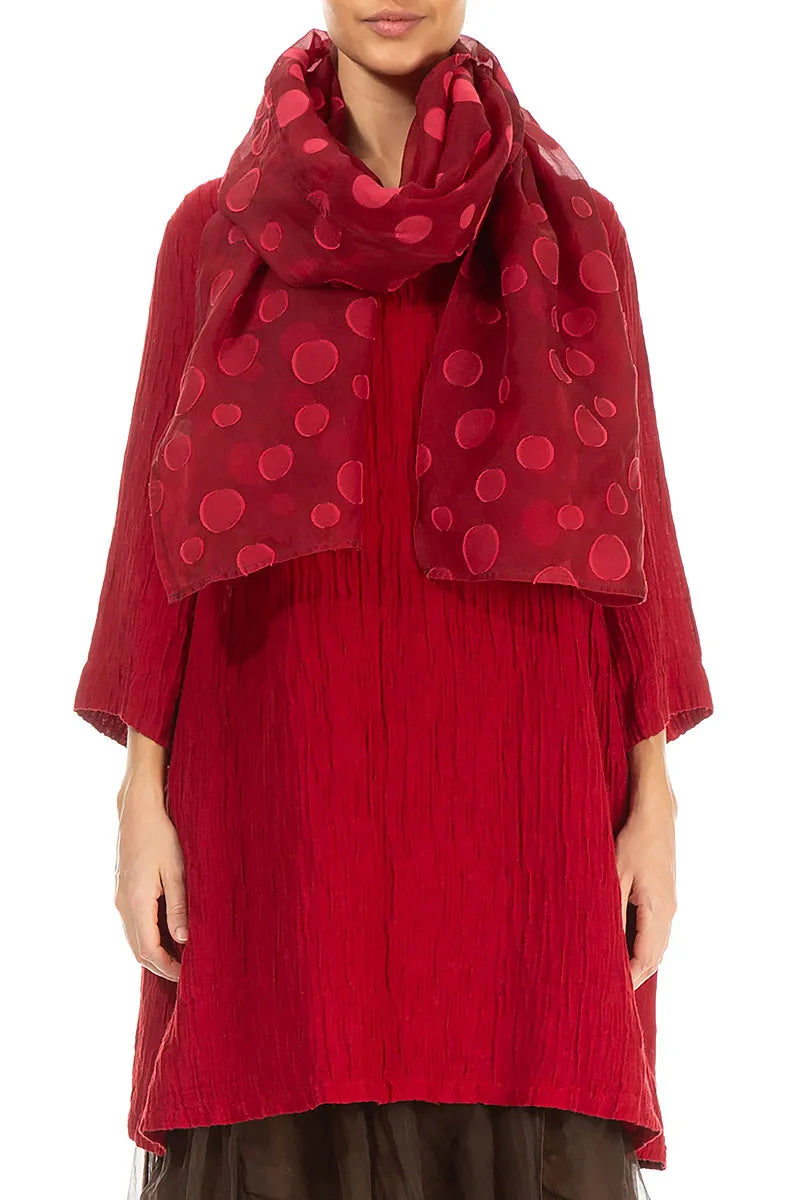 Cherry Red Bubbles Silk Scarf 1