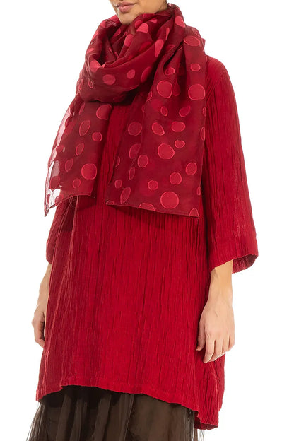 Cherry Red Bubbles Silk Scarf 3