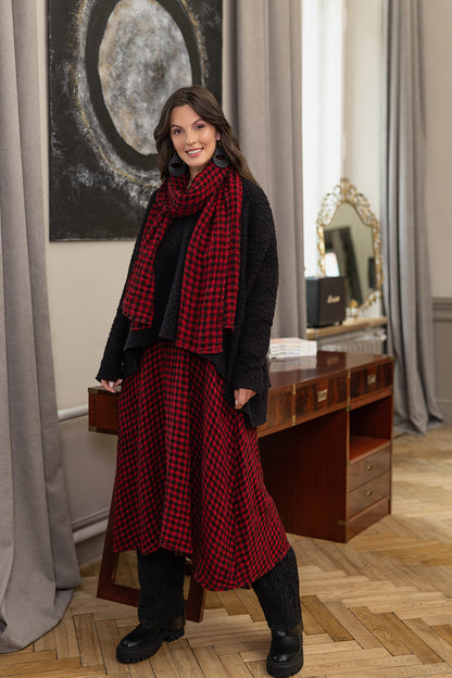 Red Check Linen Scarf 5